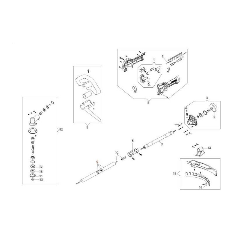 TUBE DE TRANSMISSION D.26 AVEC 6 DOUILLES POUR BP (SAC À DOS) ORIGINAL EMAK BF000005R
