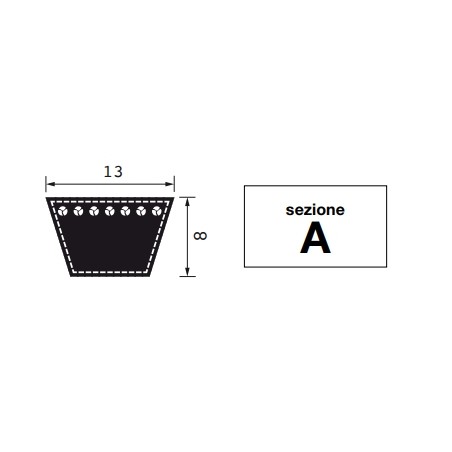 Courroie en caoutchouc gainée section A97 développement primitif 2494mm machine agricole | Newgardenstore.eu