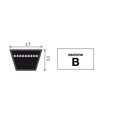 Cinghia in gomma trapezoidale sezione B43 1/4 sviluppo primitivo 1140 mm | Newgardenstore.eu