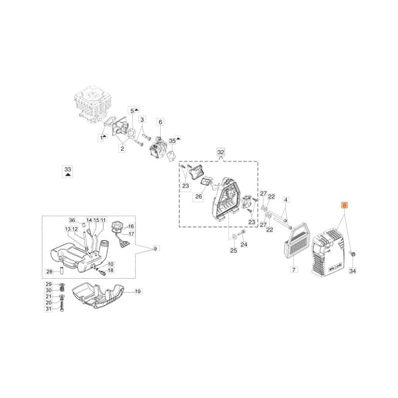 KIT COUVERCLE DE FILTRE À AIR GR AVEC VIS D'ORIGINE EMAK 61330249