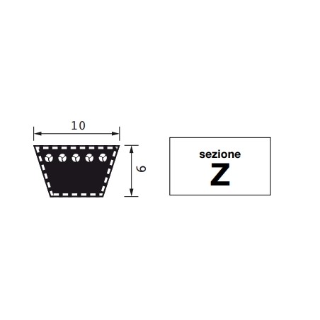 Section de courroie trapézoïdale Z11 primitive longueur 312 mm tracteur agricole | Newgardenstore.eu