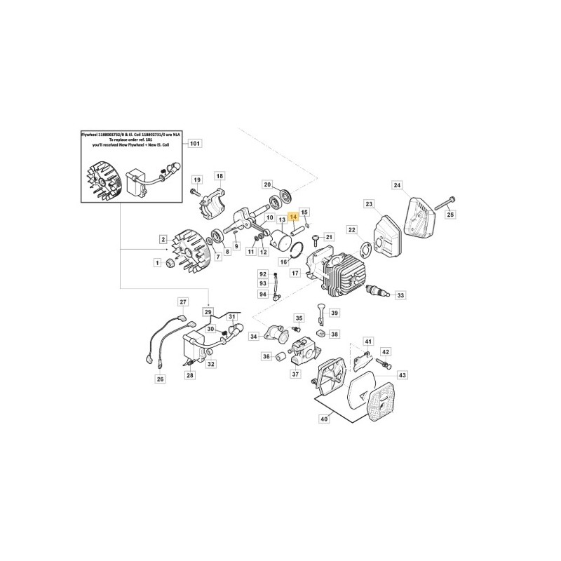 Pasador de pistón motosierra 2525 A2500 A305 ORIGINAL STIGA 123760006/0