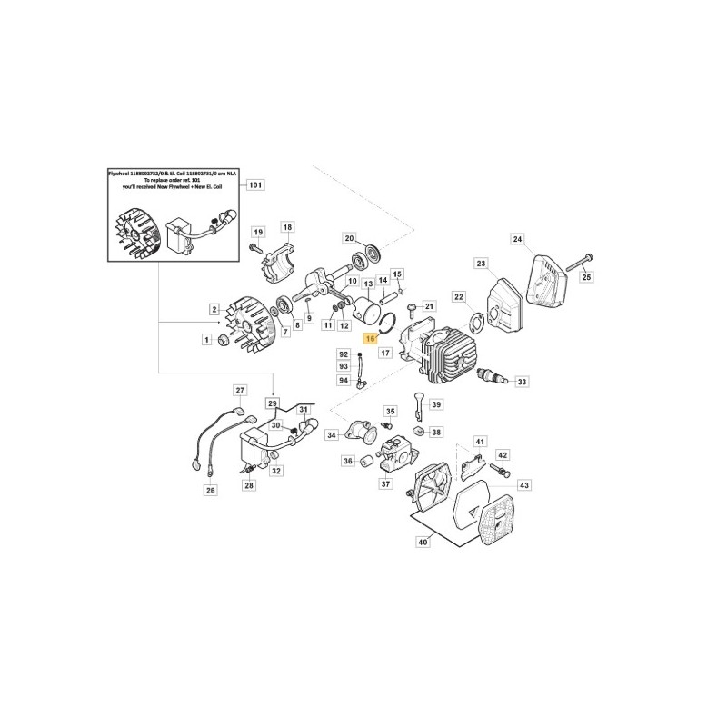 Original Stiga A2500 2525 chainsaw piston ring 123204014/0