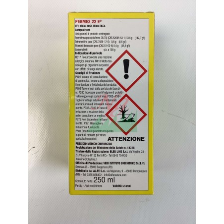 AL.FE PERMEX22E insecticida concentrado contra insectos voladores y rastreros 250mL
