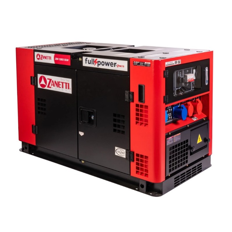 Générateur diesel silencieux monophasé triphasé ZANETTI ZDG12003SEAV 997cc 230V 400V