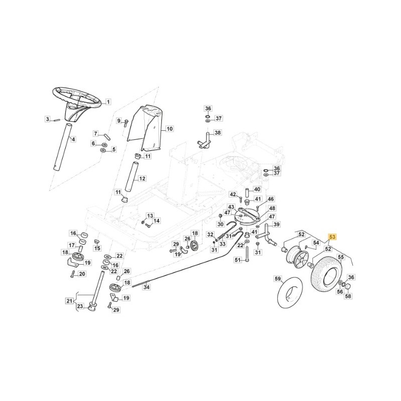 Rueda trasera para tractor cortacésped VILLA12, original STIGA 387680305/0