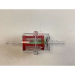 Transparent plastic petrol fuel filter red mesh cartridge