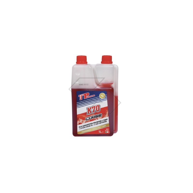 Aceite semisintético Strong K70 Corse para motores de 2 tiempos, envase de 1 L con dosificador