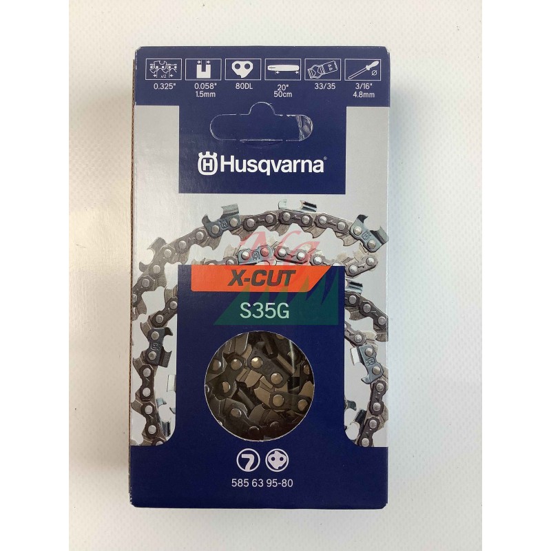 Chaîne de tronçonneuse HUSQVARNA X-CUT S35G, guide de 50 cm, pas de 0,325", 80 maillons