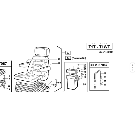 Original Kubota T4 seat DS armrest GF 00.73.00.0033