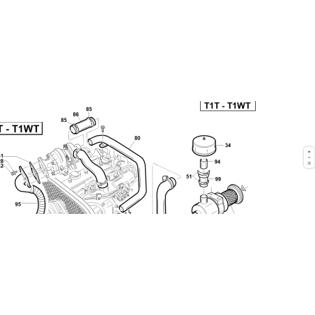Tuyau de filtre à air T1WT-T2T-T4T ORIGINAL KUBOTA GIANNI FERRARI 01.50.01.3260