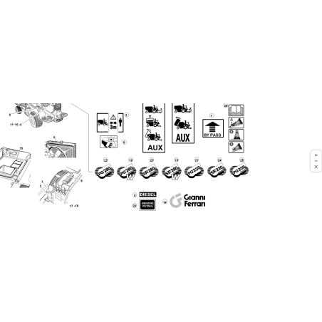 AUTOCOLLANT EN RÉSINE « SR 280 D » ORIGINAL KUBOTA GIANNI FERRARI 00555200270