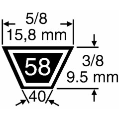 Courroie pour tracteur de pelouse en KEVLAR 5L 690040 5/8x40 15,8x1016mm