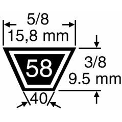 Courroie pour tracteur de pelouse en KEVLAR 5L 690061 5/8x61 15,8x1549,4mm