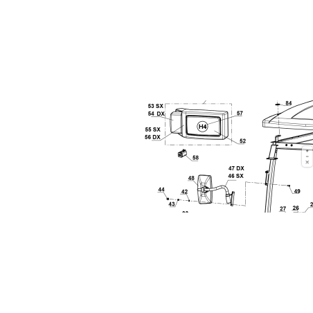 CORNICE DX ANTERIORE FANALE CABINA ORIGINALE KUBOTA GIANNI FERRARI 00777800215