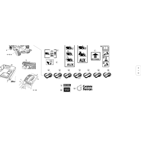 Autocollant en résine original KUBOTA GIANNI FERRARI 00555200267 « PG 280 DW »