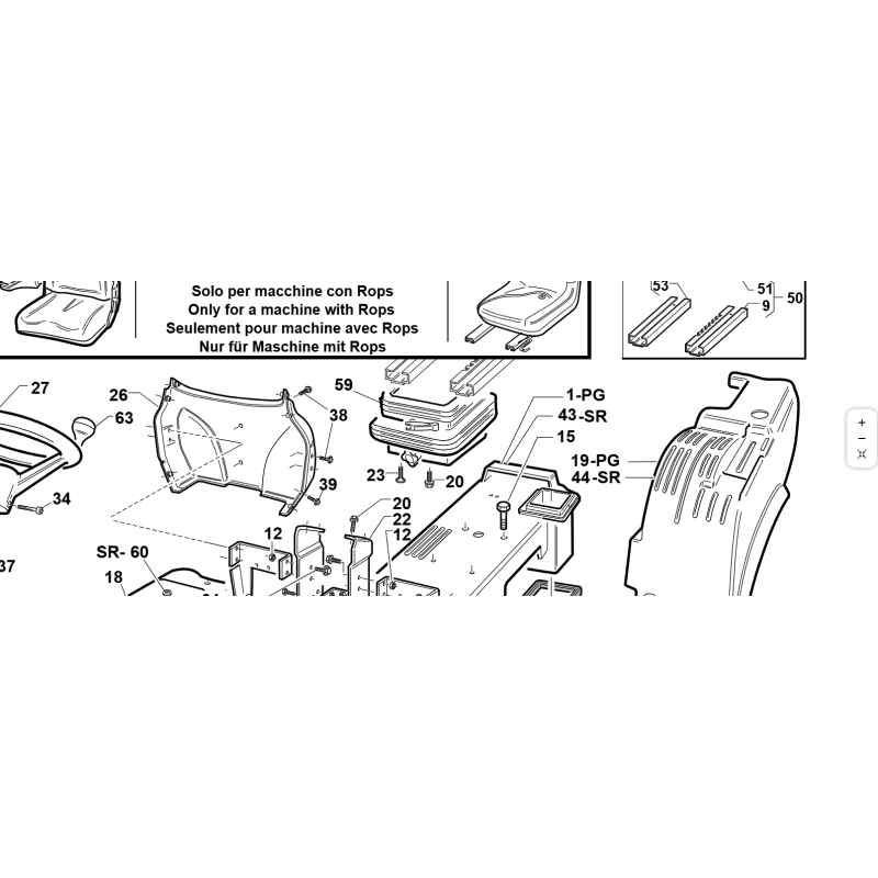SUSPENSION DE SIÈGE + GUIDES INFÉRIEURS ORIGINAL KUBOTA GIANNI FERRARI 00777850040
