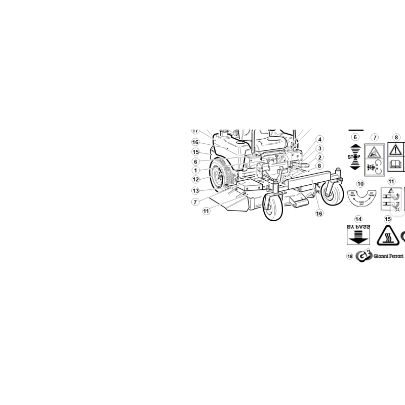 CALCOMANÍA DE AJUSTE DE ALTURA DE CORTE SRZ-151 ORIGINAL KUBOTA GIANNI FERRARI 00555200221