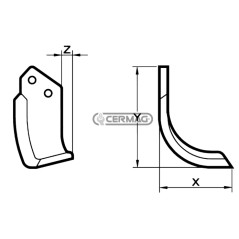 Right curved hoe hole 10.5mm center distance 27mm plate 40x6mm SEP VALPADANA 55362 | Newgardenstore.eu