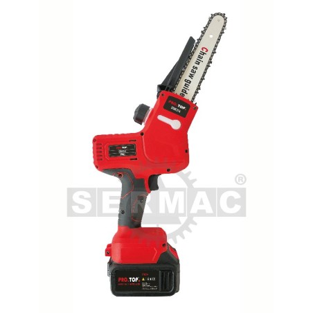 Motosierra mini PRO.TOP de 21 V con batería, barra de 18 cm, batería y cargador incluidos. | Newgardenstore.eu