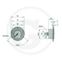 WIKA 85000434 400 bar analoges Manometer, 63 mm Durchmesser