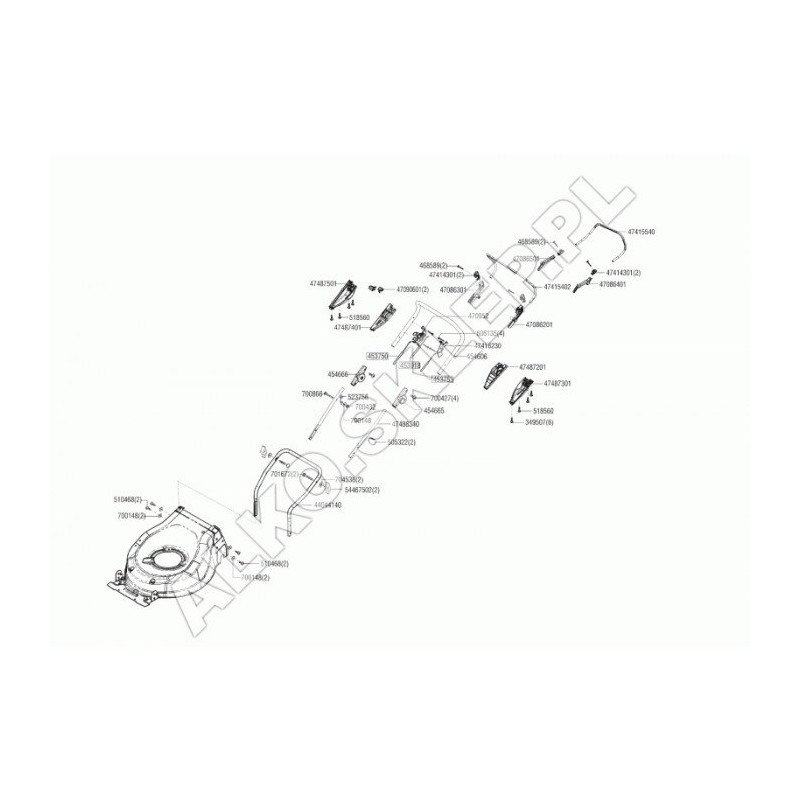 Commande à main droite, levier noir et gris 451838 ORIGINAL AL-KO