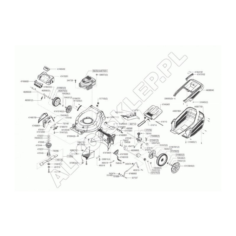 Panier inférieur 46/52 Gauche Rouge (Référence alternative : 455543) 455636 ORIGINAL AL-KO