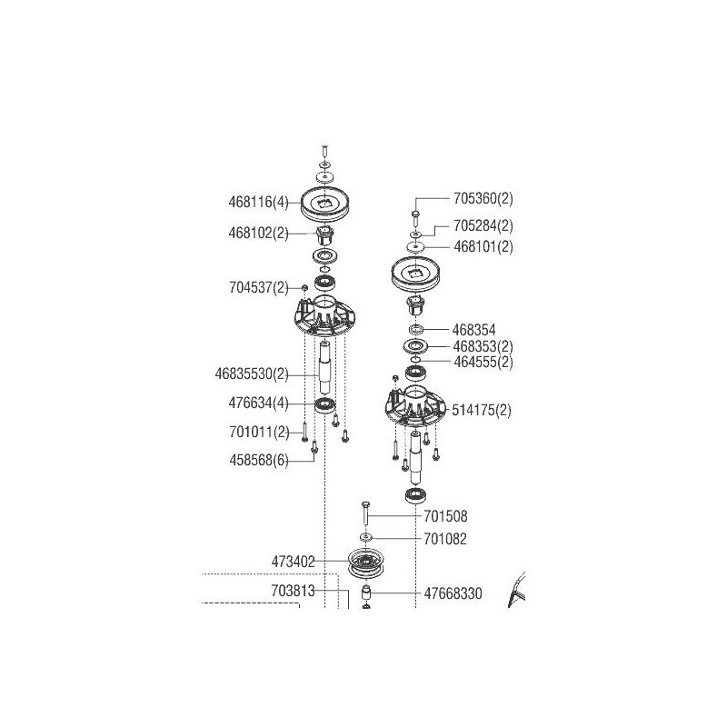 Arbre de lame de tracteur AL-KO 46835530 d'origine