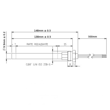 RESISTANCE 9.9x138mm 300W CONNECTION 3/8"