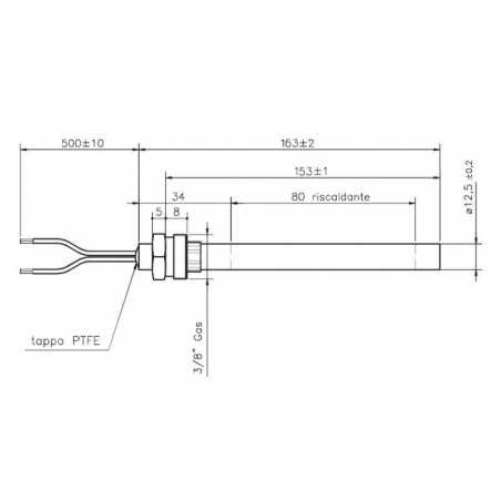 RESISTENCIA 12,5x153mm 330W CONEXIÓN 3/8"