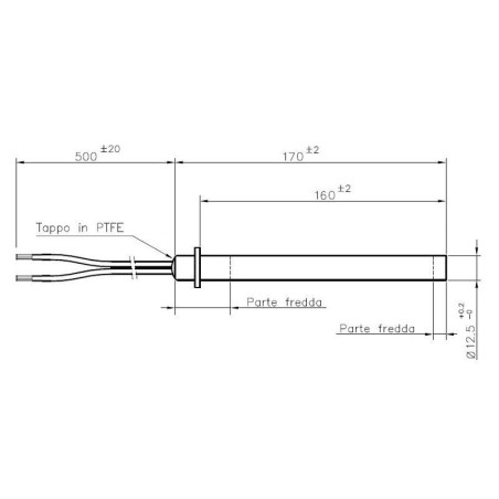 RESISTENZA 12,5x160mm 350W CON FLANGIA