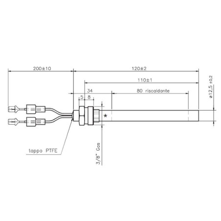 RESISTENCIA 12,5x110mm 235W CONEXIÓN 3/8"