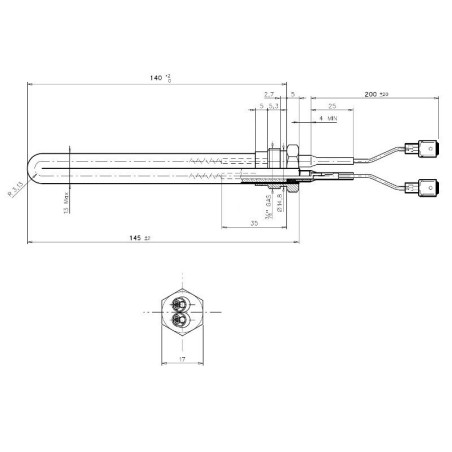 RESISTENZA (5x13)x140mm 250W RAC.3/8"