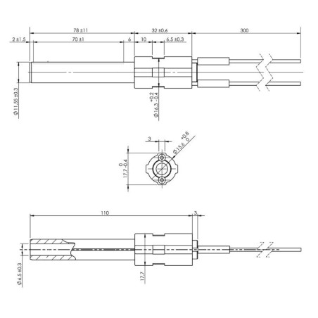 KERAMIKWIDERSTAND 11,5 x 78 mm 260 W FÜR FLANSCH