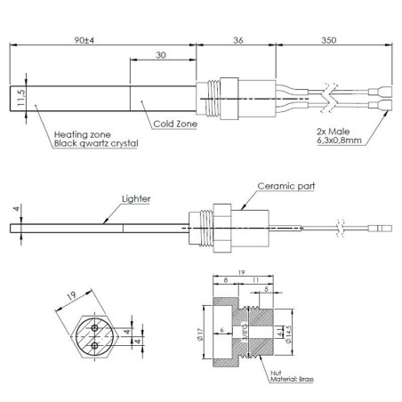 RESISTENCIA DE CUARZO 11,5x4x101mm 24V 120W ERM.