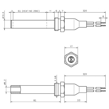 RESISTENCIA CERÁMICA 10,5x81mm 250W ERM.3/8"