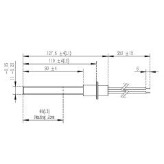 RESISTENCIA DE CUARZO 11,4x4x110mm 400W BRIDA | Newgardenstore.eu