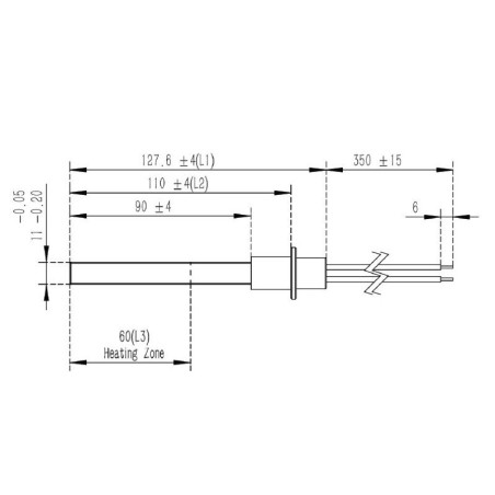 RESIST.QUARZO 11,4x4x110mm 400W FLANGIA