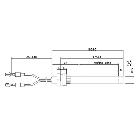 Widerstand 10x175mm 350W Anschluss 3/8"