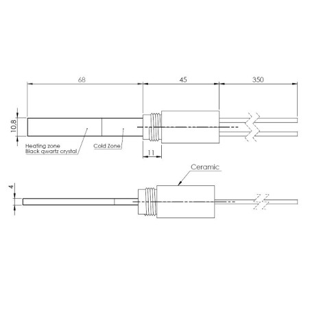RESISTENCIA DE CUARZO 10,8x4x68mm 350W ERM.3/8"