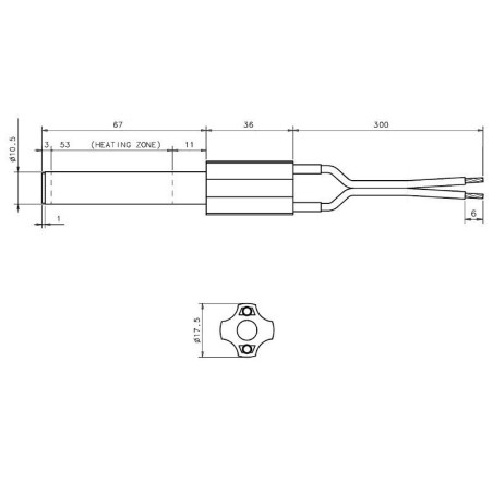 KERAMIKWIDERSTAND 10,5 x 67 mm 150 W FÜR FLANSCH