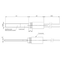 Résistance à quartz 10,8 x 4 x 68 mm 300 W ERM 3/8"