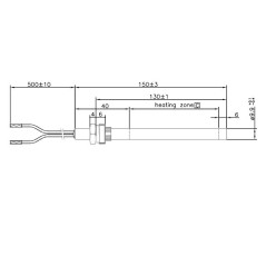 RESIST.DIAM.9,9mm L-130mm 250W 3/8" RAC.