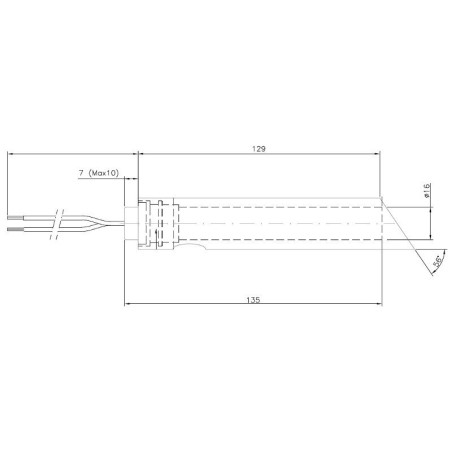 Résistance avec tube de diamètre 16 mm, longueur 135 mm, 350 W