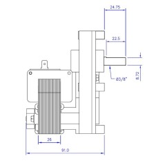 MOTEUR À ENGRENAGES MELLOR FB1397 2 tr/min H25 AL.