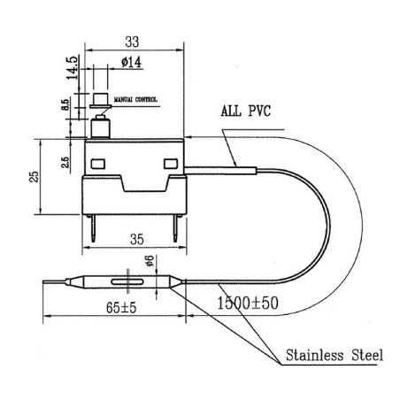 Sicherheitsthermostat mit manueller Rückstellung 90-110°C