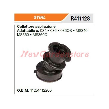 Colector de admisión motosierra STIHL 034 036 036QS MS340 360 360C R411128 | Newgardenstore.eu