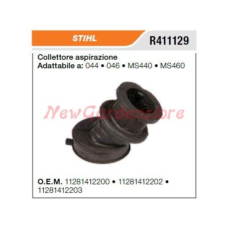 STIHL chainsaw intake manifold 044 046 MS440 MS460 R411129 | Newgardenstore.eu