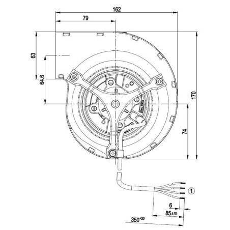 Ventilateur centrifuge EBM D2E120 85W