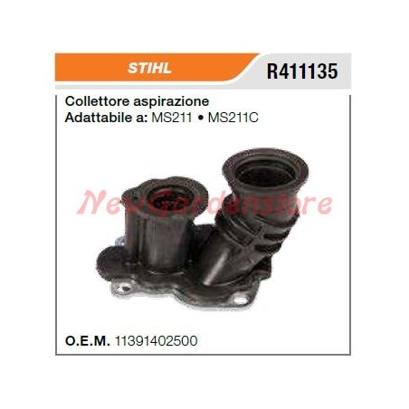 Colector de admisión motosierra STIHL MS211 211C R411135 | Newgardenstore.eu